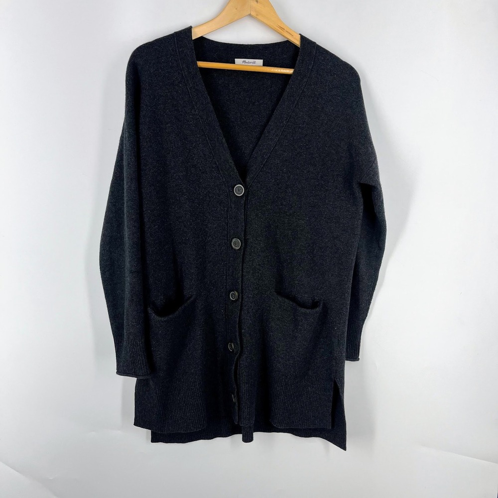 Madewell Women's Miller Button Front Longline Cardigan Sweater Pockets Size S